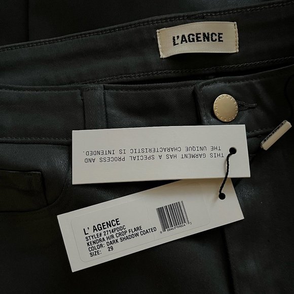 NWT L'AGENCE | Kendra Coated Cropped Flare Jean in DARK SHADOW COATED | 27 & 29 - Picture 16 of 16